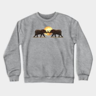 Elephants with Sun in Africa Crewneck Sweatshirt